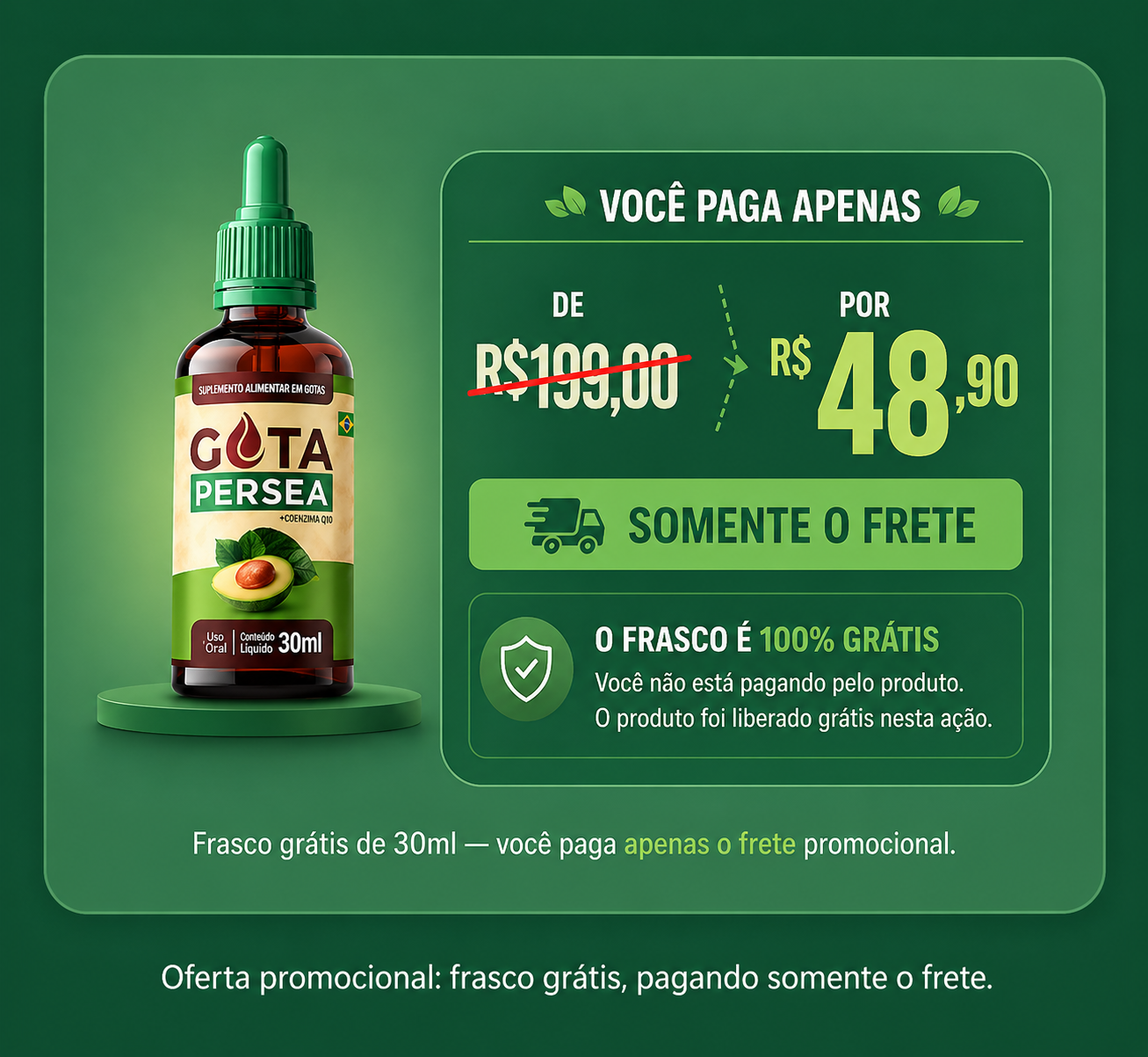 Gota Persea — frasco grátis pagando somente o frete